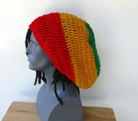 Jamaica colors slouchy hat dreadlocks beanie rasta tam hat dread tam hat Rasta slouchy beanie